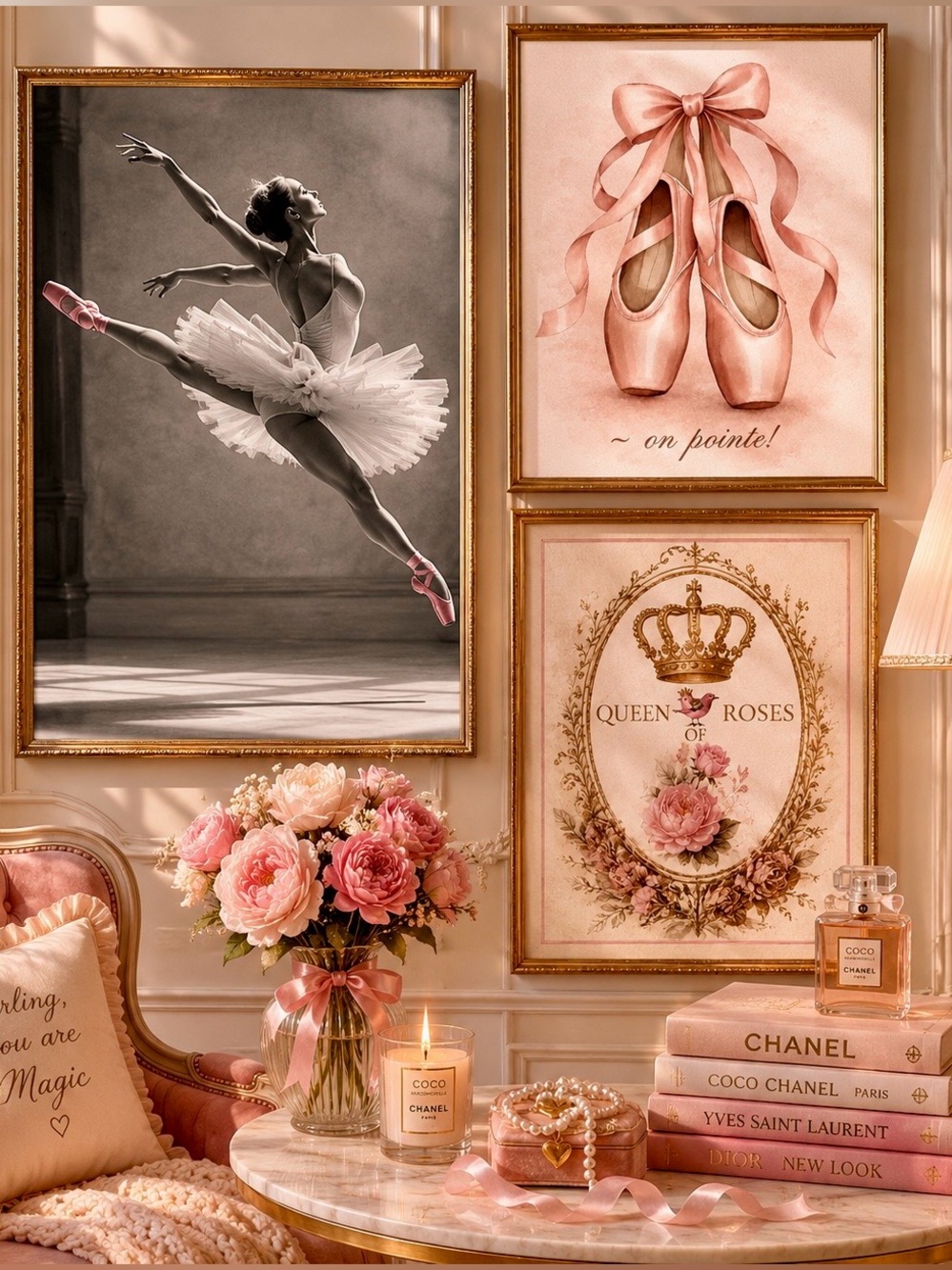 Pick 3 ~on pointe! Coquette Ballet Core Gallery Wall Art | B&W ballet dancer